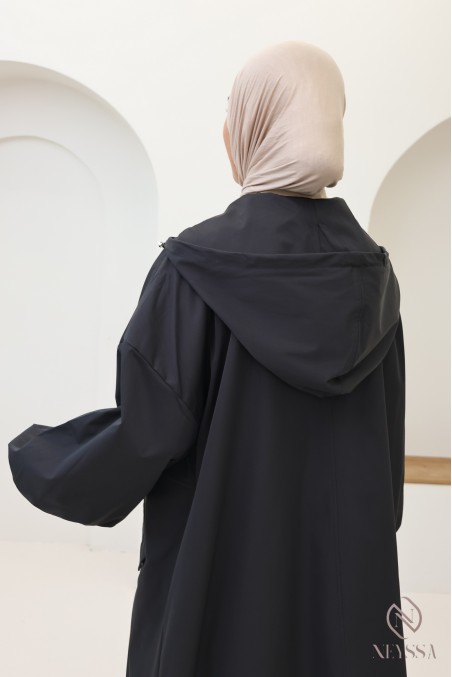 Langer Parka im Sport-Stil aus winddichtem Material für Frauen Hijab