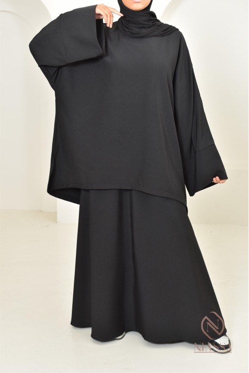 Neyssa black tunic and skirt set