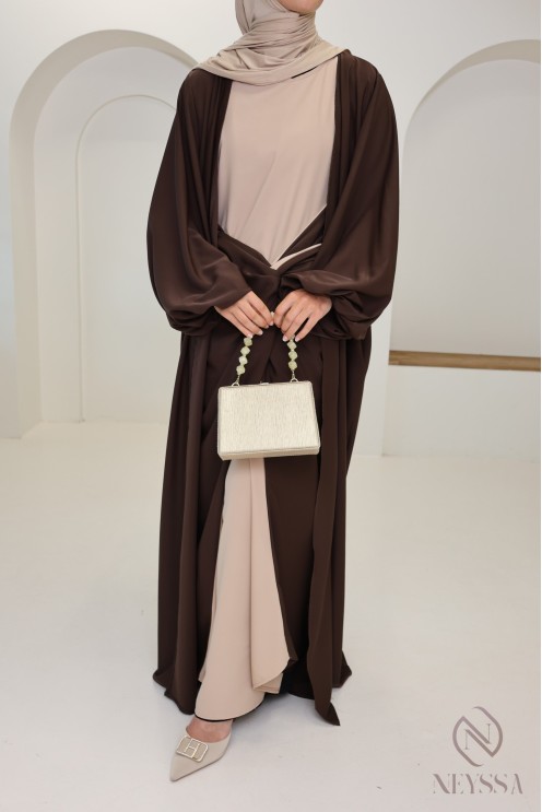 Ensemble 2 pièces abaya kimono long pour femmes voilées, outfit hijabi