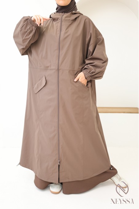 Neyssa long water-repellent brown parka