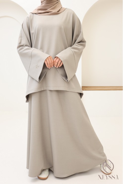 Ensemble tunique jupe taupe Neyssa