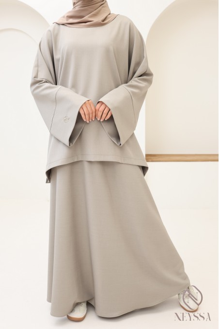 Ensemble tunique jupe taupe Neyssa