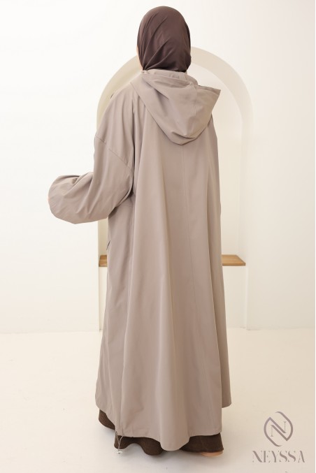 Parka-Anorak in Taupe-Rosa für Damen, winddichtes Material