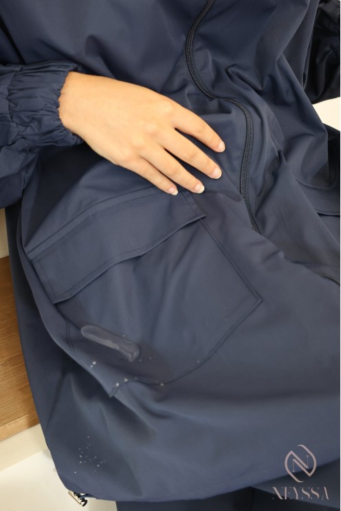 Ensemble 2 pièces coupe vent bleu pour femme hijabi tendance