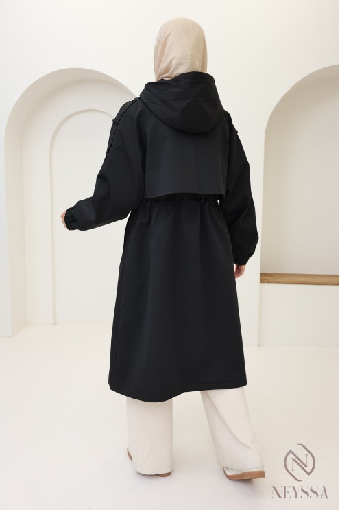 Veste longue style parka, coupe moderne chic pour femme hijabi