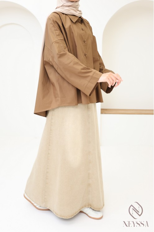 Chemise en coton à boutons oversize pour femme hijabi tendance