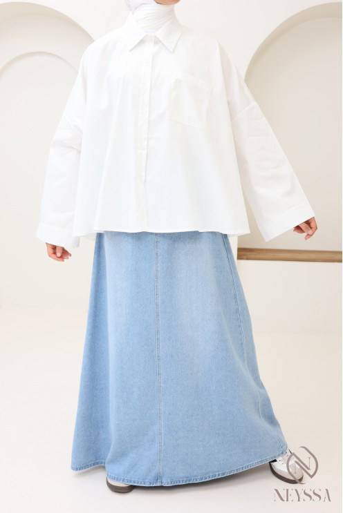 Chemise en coton à boutons oversize pour femme hijabi tendance