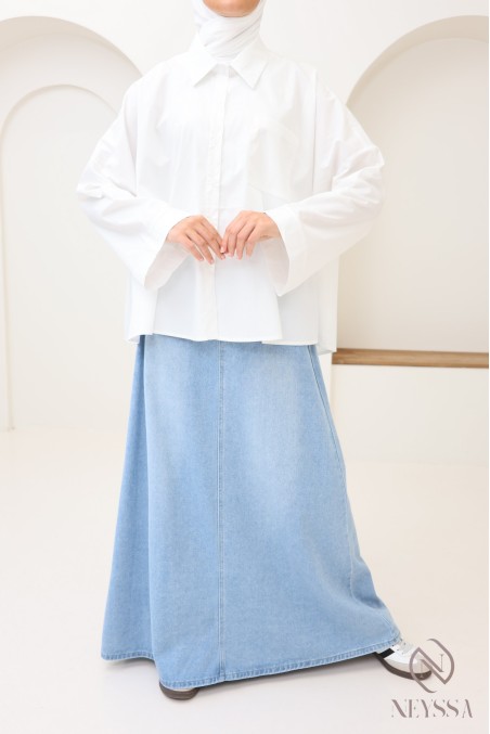 Chemise en coton à boutons oversize pour femme hijabi tendance