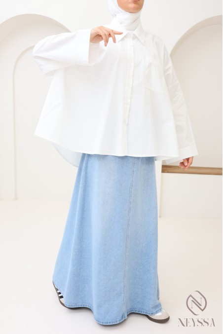 Oversized button-down cotton shirt for trendy hijabi women