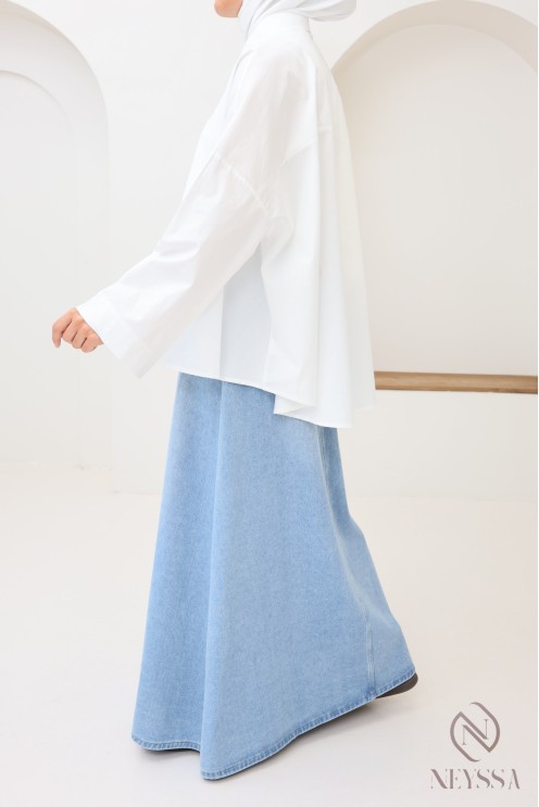 Modisches Oversize-Baumwollhemd mit Knöpfen für Hijabi-Frauen