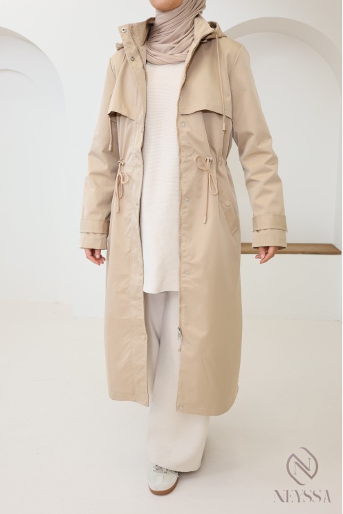 Langer Parka Praline mit Reißverschluss, ideal bei Regen