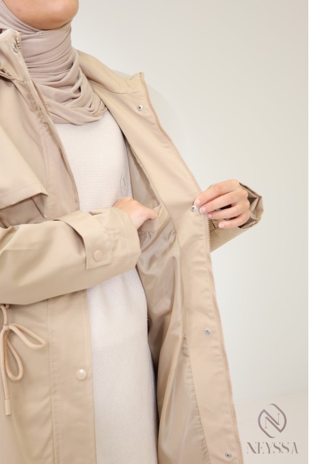 Langer Parka Praline mit Reißverschluss, ideal bei Regen