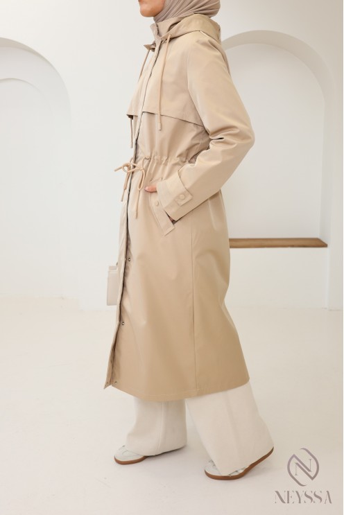 Langer Parka Praline mit Reißverschluss, ideal bei Regen