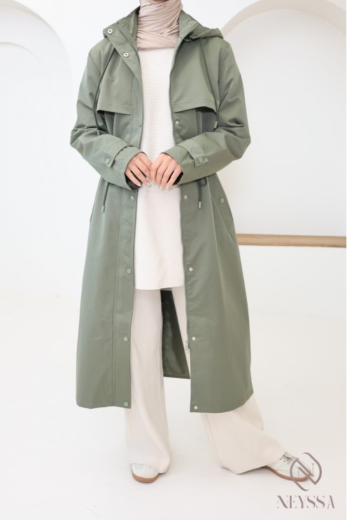 Parka femme hijabi avec capuche amovible, tissu déperlant
