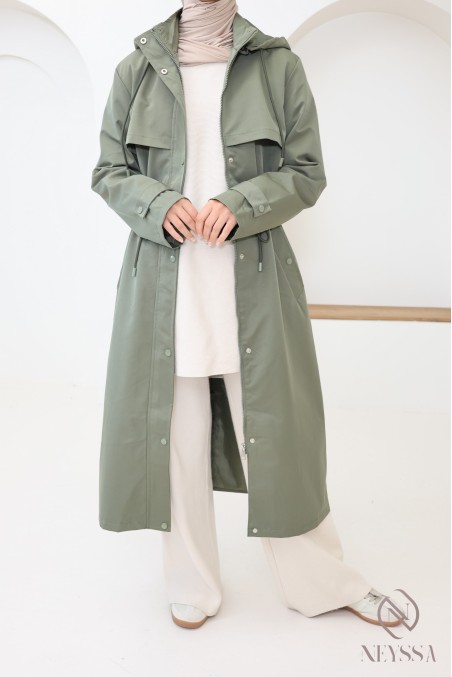 Hijabi women's parka with removable hood, water-repellent fabric