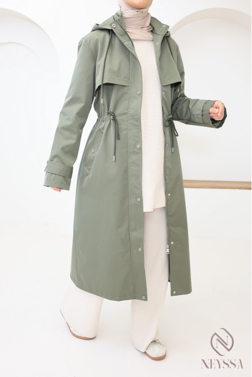 Parka femme hijabi avec capuche amovible, tissu déperlant