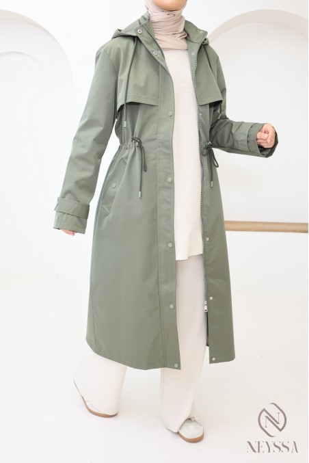 Hijabi women's parka with removable hood, water-repellent fabric