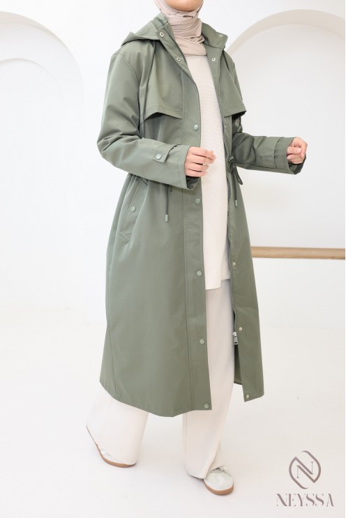 Hijabi-Parka für Damen mit abnehmbarer Kapuze, wasserabweisender Stoff