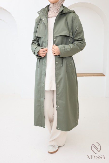 Hijabi women's parka with removable hood, water-repellent fabric