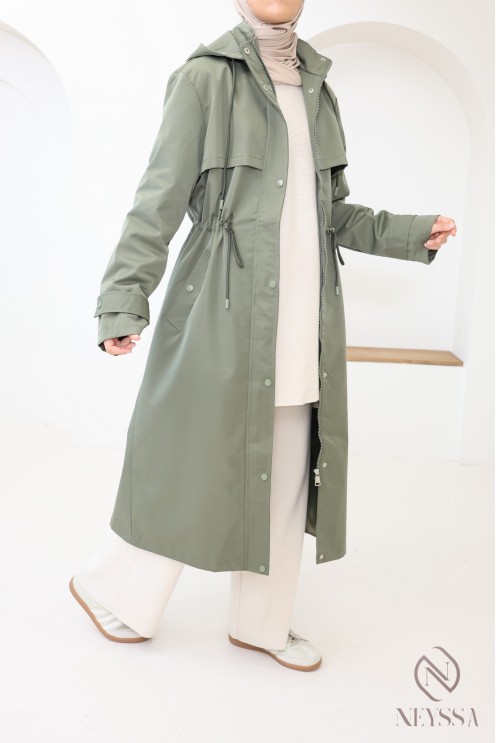 Hijabi-Parka für Damen mit abnehmbarer Kapuze, wasserabweisender Stoff