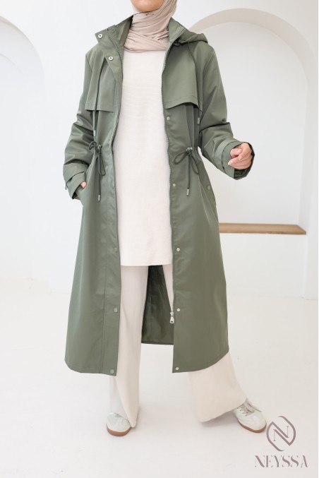 Hijabi women's parka with removable hood, water-repellent fabric