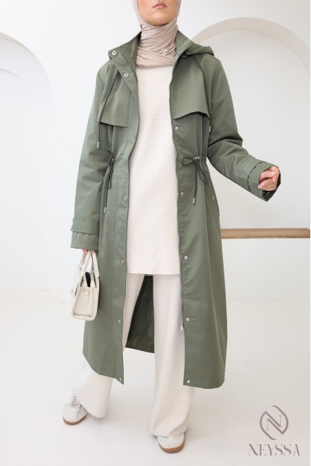 Parka femme hijabi avec capuche amovible, tissu déperlant
