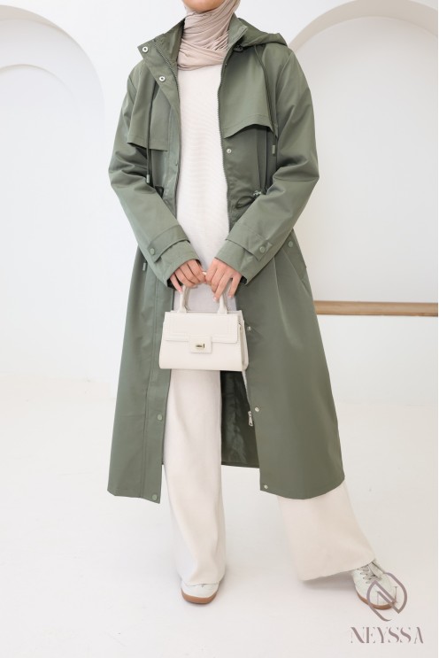 Parka femme hijabi avec capuche amovible, tissu déperlant