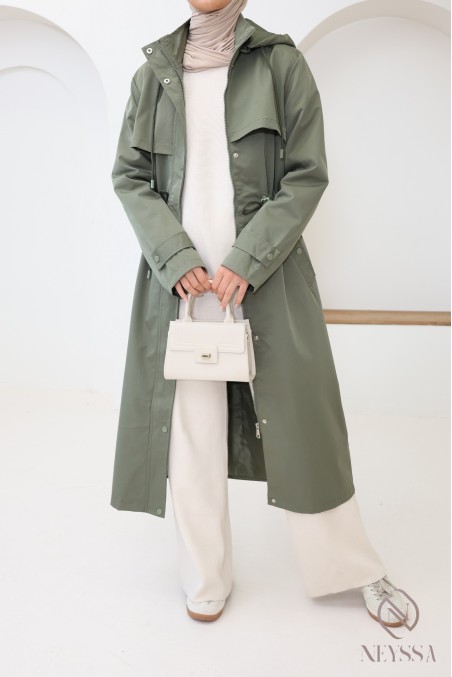Hijabi women's parka with removable hood, water-repellent fabric