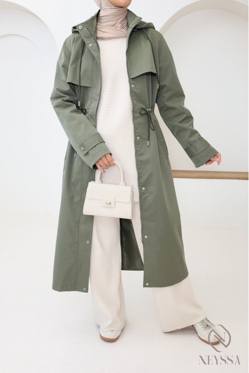 Hijabi-Parka für Damen mit abnehmbarer Kapuze, wasserabweisender Stoff