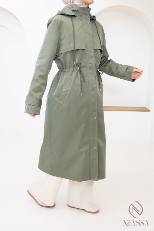 Hijabi-Parka für Damen mit abnehmbarer Kapuze, wasserabweisender Stoff