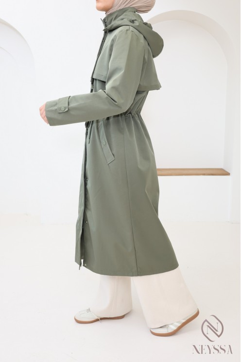 Hijabi women's parka with removable hood, water-repellent fabric