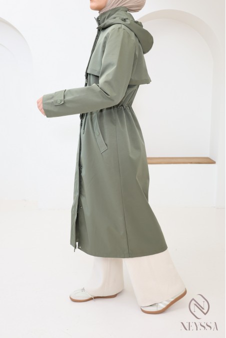Hijabi women's parka with removable hood, water-repellent fabric