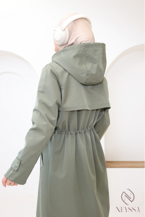 Parka femme hijabi avec capuche amovible, tissu déperlant