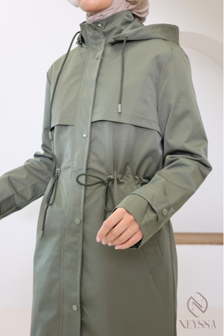 Parka femme hijabi avec capuche amovible, tissu déperlant