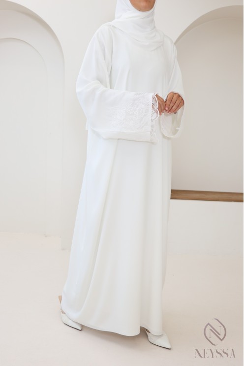Abaya Dubaï de mariée, cape à capuche avec sous robe en nidah