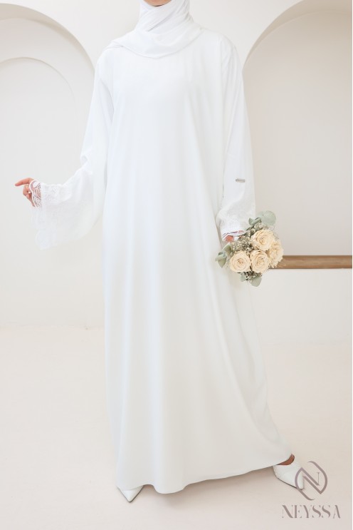 Hochzeits-Abaya Dubai, Kapuzenumhang mit Unterkleid in Nidah