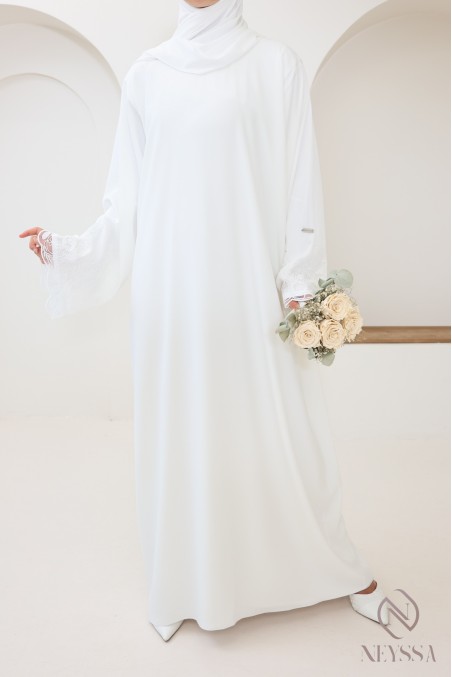 Dubai bridal abaya, hooded cape with nidah underdress