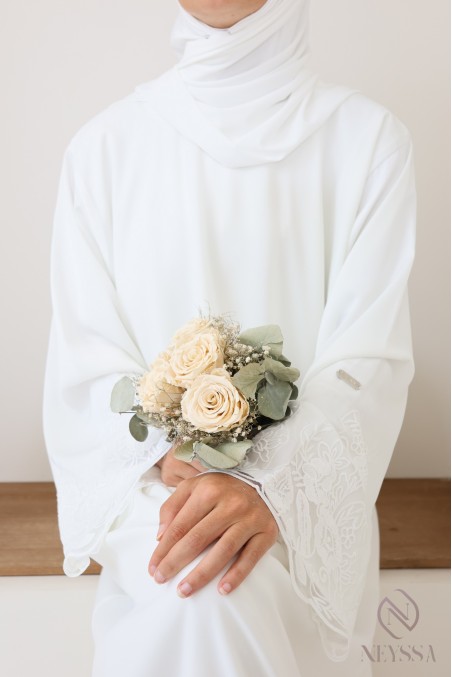 Hochzeits-Abaya Dubai, Kapuzenumhang mit Unterkleid in Nidah