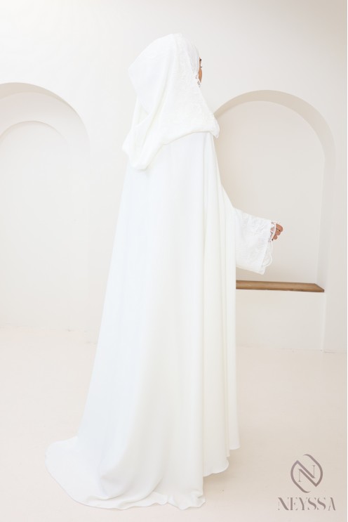 Dubai bridal abaya, hooded cape with nidah underdress