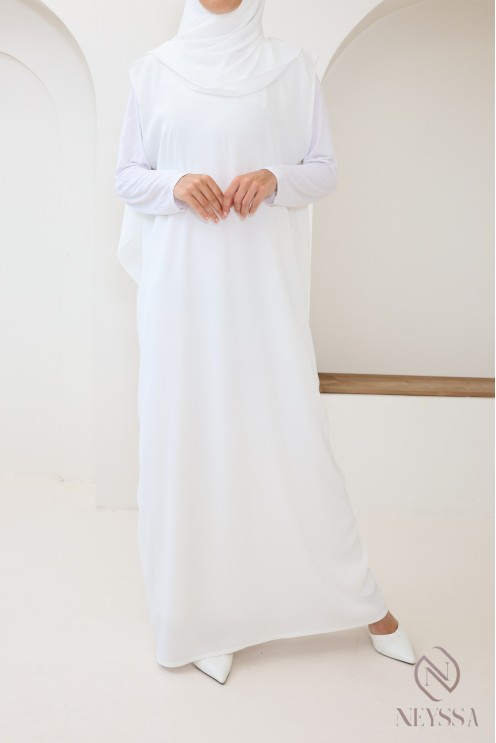Abaya Dubaï de mariée, cape à capuche avec sous robe en nidah
