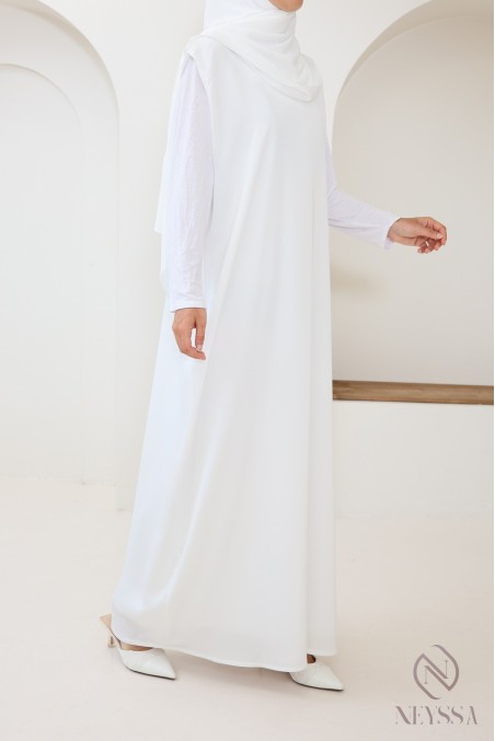 Abaya Dubaï de mariée, cape à capuche avec sous robe en nidah