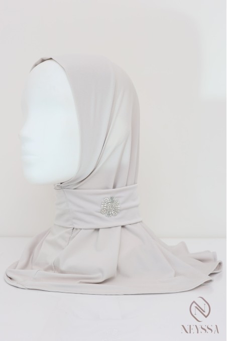 Cagoule hijab à boutons en jersey premium, avec motif en perles