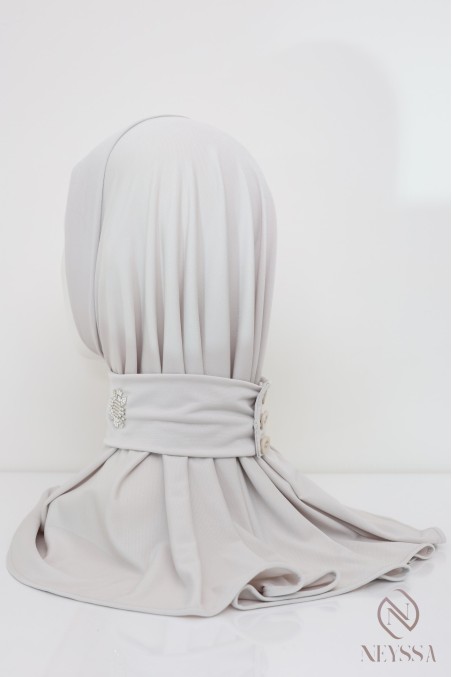 Cagoule hijab à boutons en jersey premium, avec motif en perles