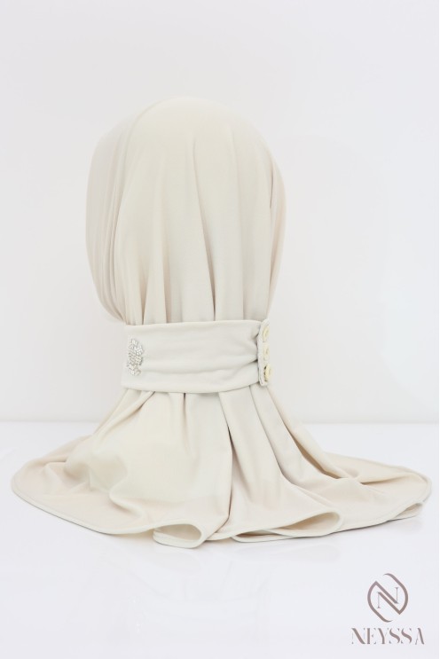 Cagoule hijab à boutons en jersey premium, avec motif en perles