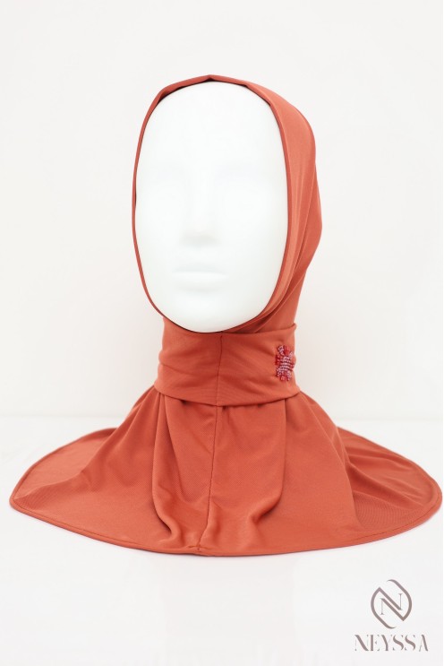 Cagoule hijab à boutons en jersey premium, avec motif en perles