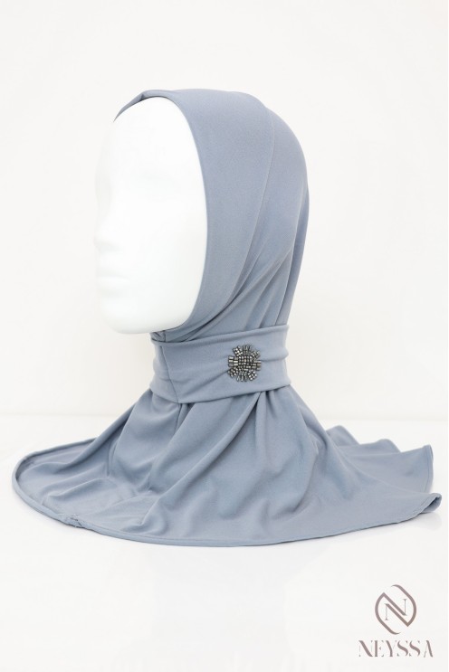 Cagoule hijab à boutons en jersey premium, avec motif en perles