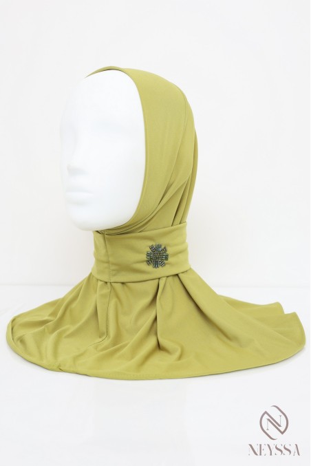 Premium jersey button-up hijab hood with beaded pattern