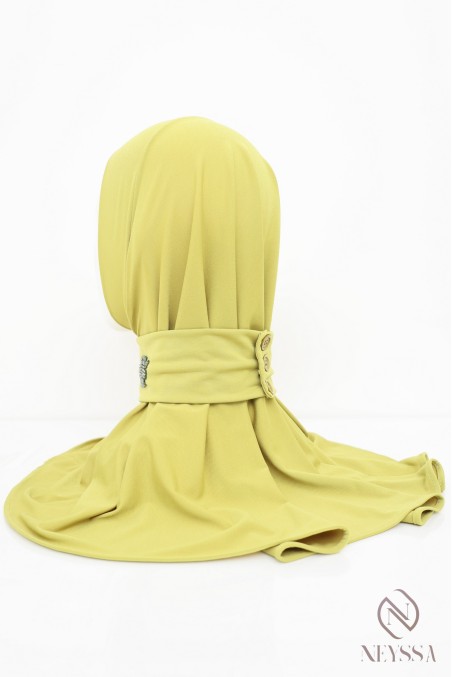 Premium jersey button-up hijab hood with beaded pattern