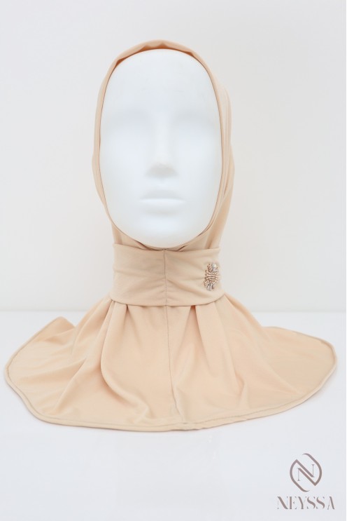 Premium jersey button-up hijab hood with beaded pattern