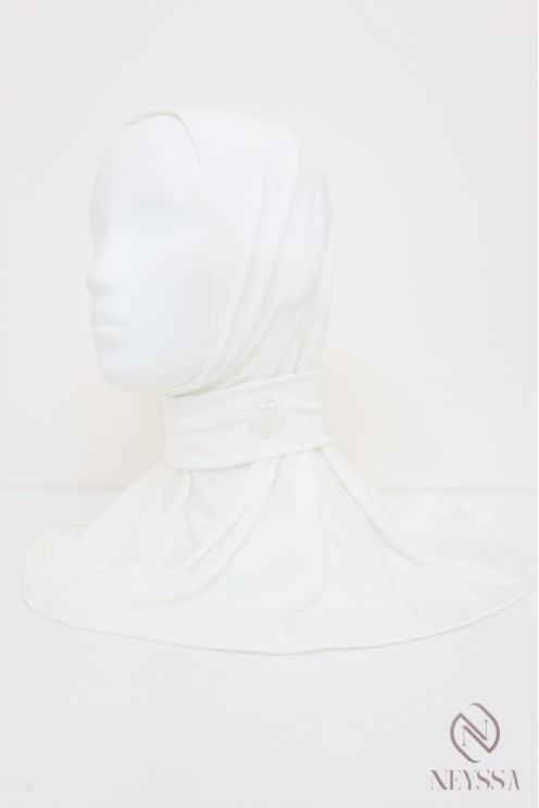 Cagoule hijab à boutons en jersey premium, avec motif en perles